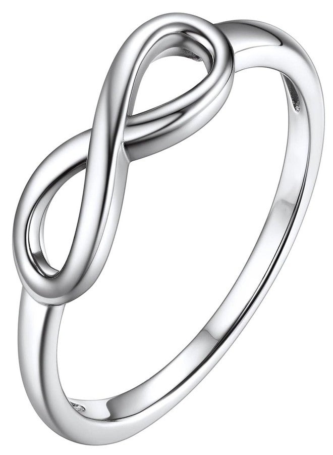 CCBFY 18k White Gold Plated 925 Sterling Silver Rings for Women Promise Rings for Her, Stackable Wedding Bands Rings for Women Infinity Forever Love Knot Ring (Silver 13) - Image 1